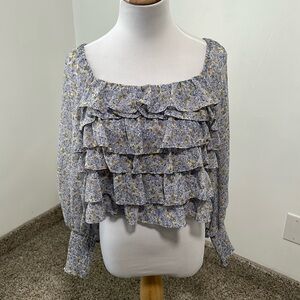 🌷 ASTR Floral Ruffle Blouse